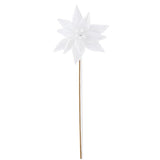 Faux fur Trim White Velvet Poinsettia, Set of 4