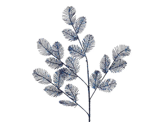 Night Blue Sparkling Feather Sprays, Set of 4