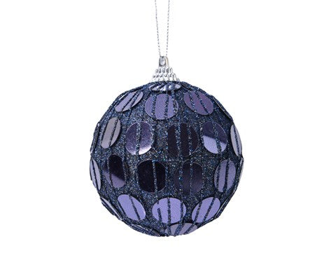 Night Blue Sequin and Glitter Ornament, Set of 6
