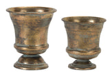 Gold Metal Urns with Patina, Set of 2