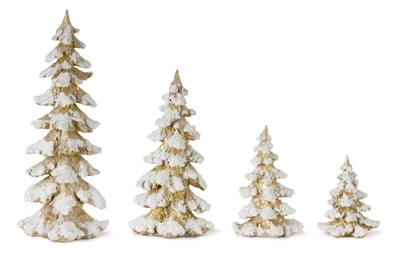 Gold Snowy Tabletop Christmas Trees, Set of 4