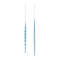 Swirling Blue Glass Icicles, Set of 2