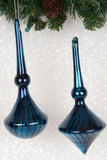 Rich Blue Glass Drop Ornaments, Set of 2