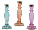 Glass Candleholders, Set of 3