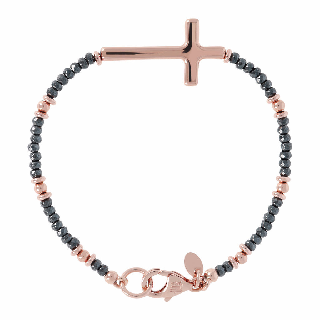 Hematite Bracelet with Cross
