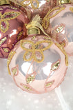 Blush and Velvet Pink Glittering Butterflies Glass Ornaments, Set of 6