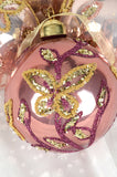 Blush and Velvet Pink Glittering Butterflies Glass Ornaments, Set of 6
