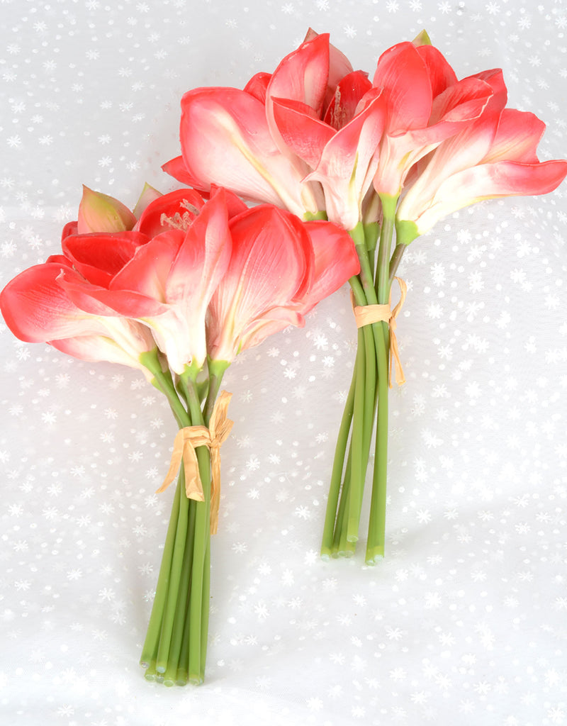 Real Touch Red Amaryllis Bundles, Set of 2