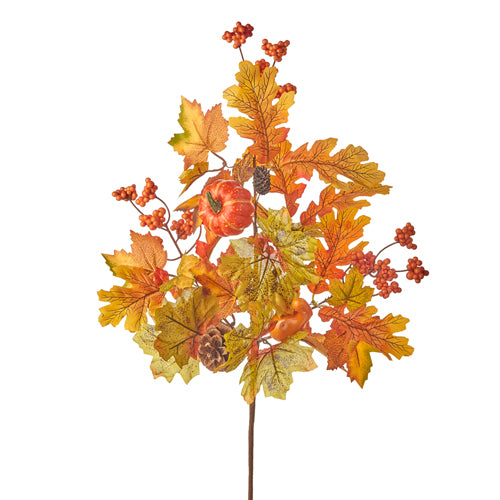 24" Pumpkin and Leaf Branches - Set of 2