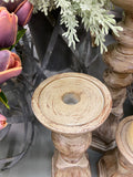 Set of 3 Tan Distressed Resin Taper/Pillar Candleholders