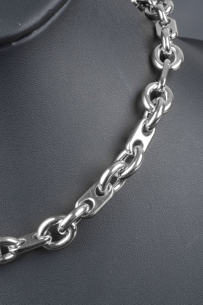 Italian Double Rolo and Oval Station Status Link Necklace