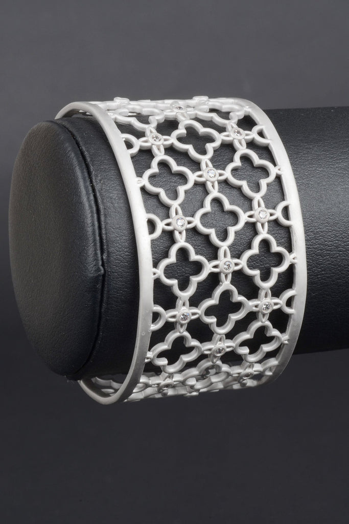 Couture Inspired Satin Flower Design Cuff Bracelet