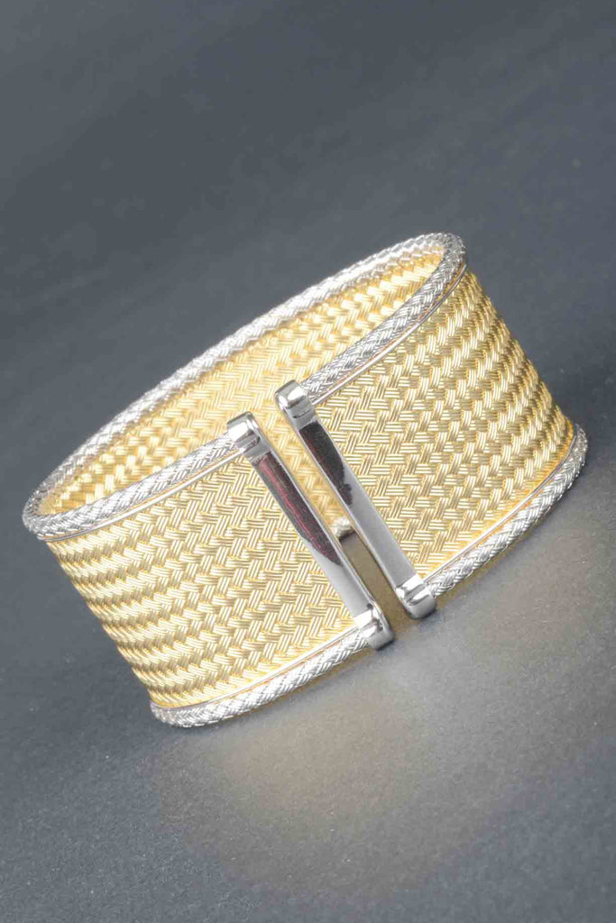 Italian Bi-Color Wide Woven Cuff Bracelet