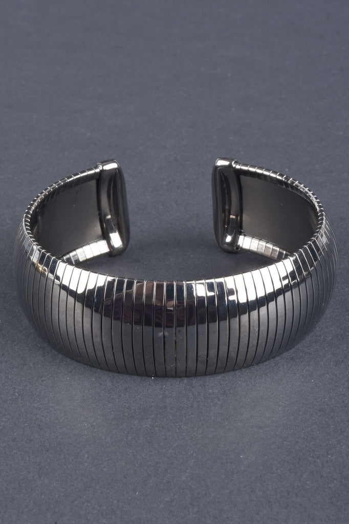 Italian Domed Cubetto Cuff Bracelet, Choice of Polished or Diamond Cut