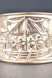 Sterling Florentine Roman War Ship Cuff Bracelet From Renaissance Mold