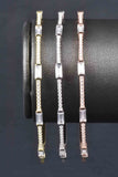 Baguette and Pave Station Bangle Bracelet