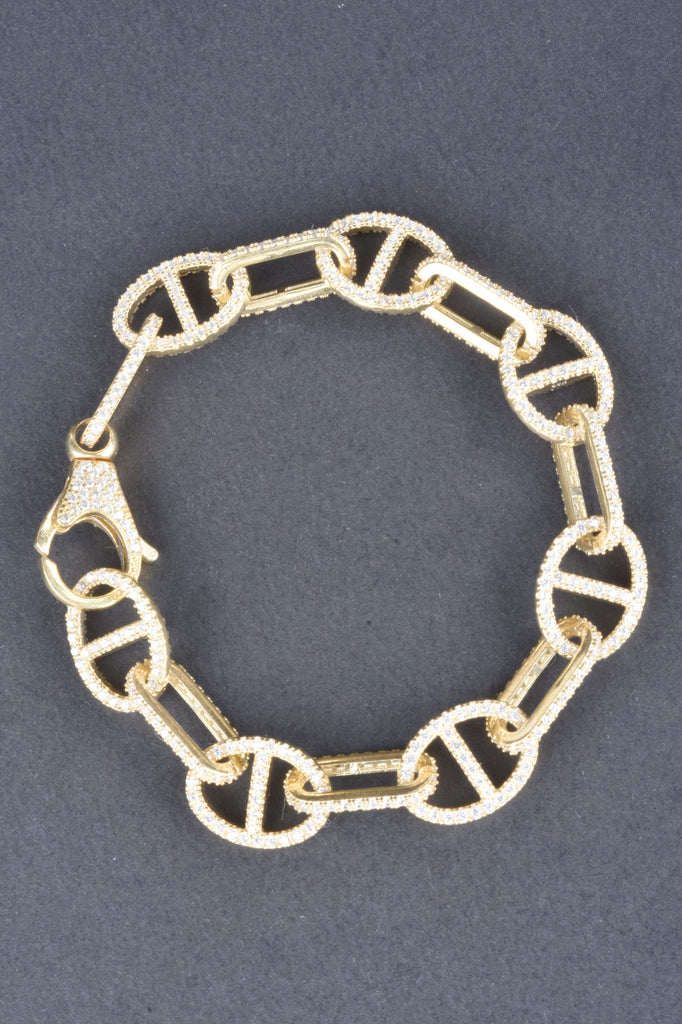 Designer Inspired Pave Status Marine Link Bracelet