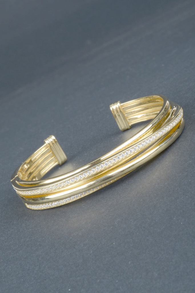 Handmade Pave Highway Design Hinged Cuff Bracelet