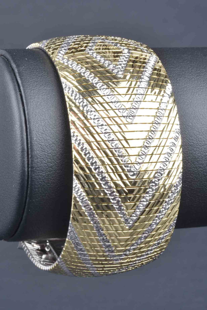 Italian Hand Diamond Cut Two-Tone Chevron Cubetto Bracelet