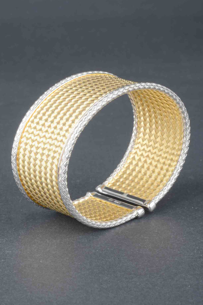 Italian Bi-Color Wide Woven Cuff Bracelet