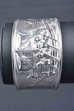 Sterling Florentine Roman War Ship Cuff Bracelet From Renaissance Mold