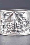 Sterling Florentine Roman War Ship Cuff Bracelet From Renaissance Mold