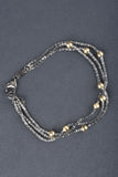 Italian Sterling Triple Strand Criss Cross Bracelet with Faceted Beads