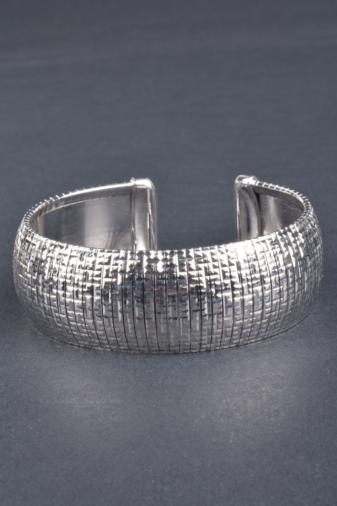 Italian Domed Cubetto Cuff Bracelet, Choice of Polished or Diamond Cut