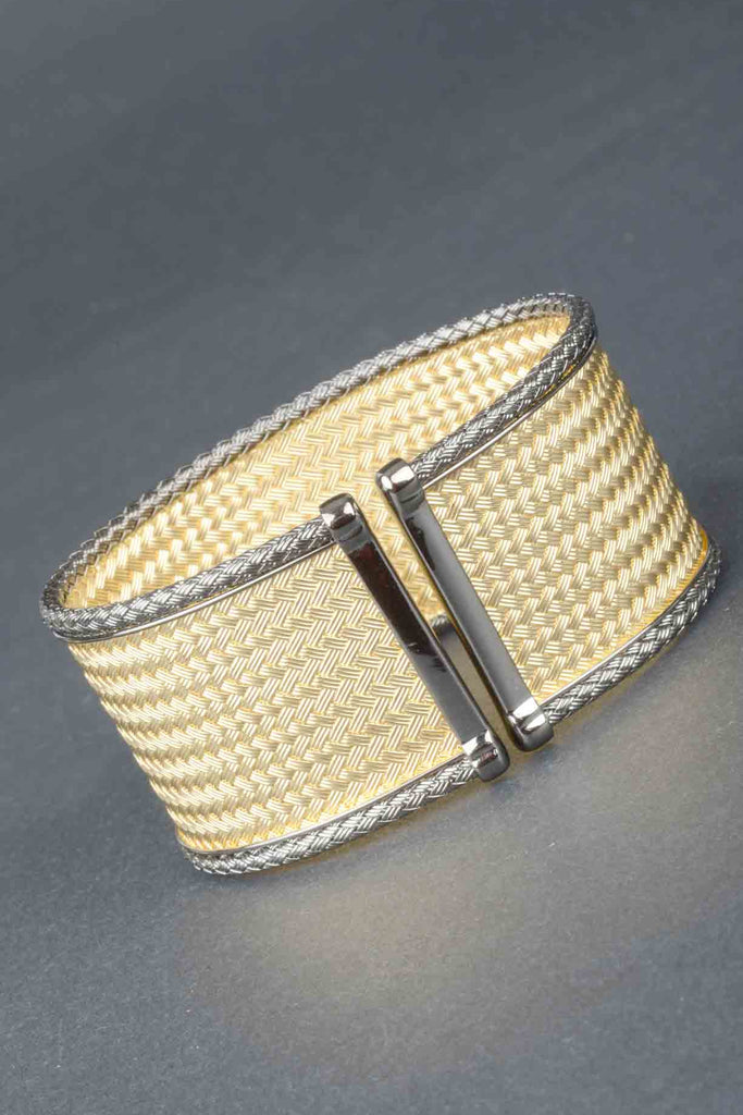 Italian Bi-Color Wide Woven Cuff Bracelet