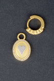 Designer Inspired Hinged Huggie Hoop with Oval Pave Heart Charm