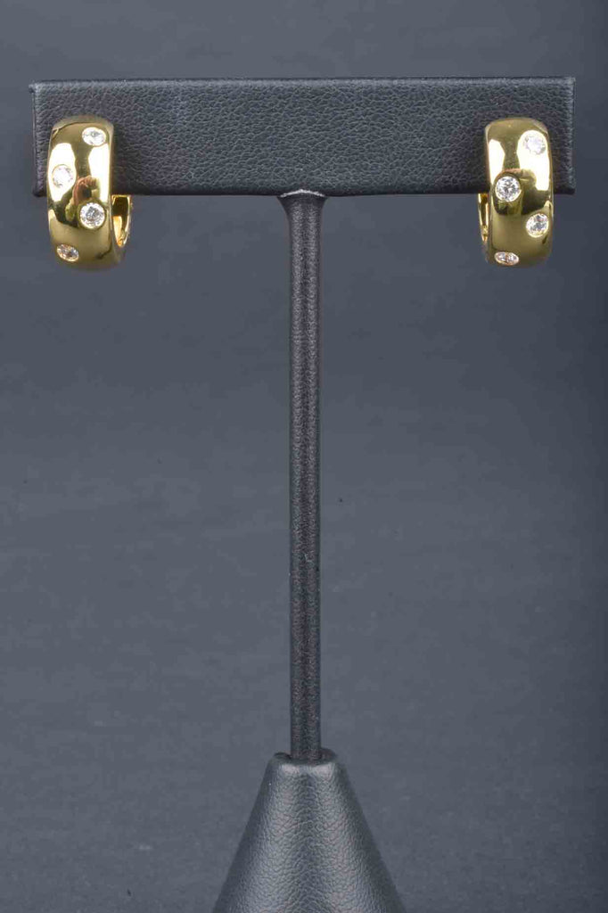 Italian Sterling 3/4" Burnished Stone Hoop Earrings with Omega Backs