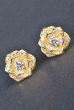 Sterling Handmade Designer Inspired Pave Flower Button Earrings