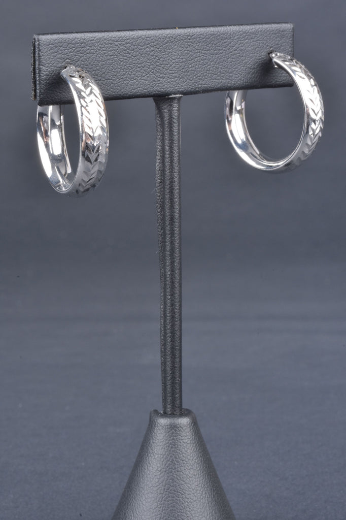 Sterling Choice of 1/2", 3/4", 1" Diamond Cut Hoop Earrings