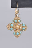 Florentine Sterling Ornate Beaded Cross Earrings