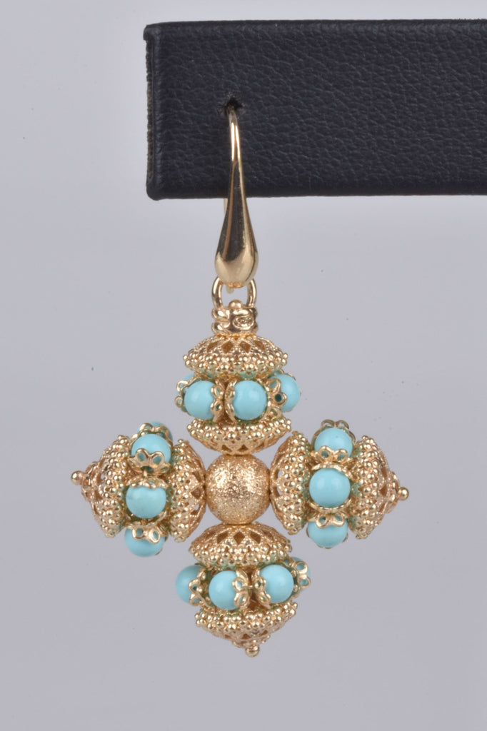 Florentine Sterling Ornate Beaded Cross Earrings