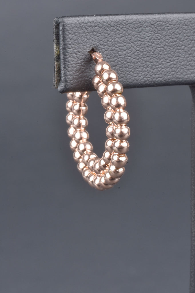 Italian Sterling Handmade Caviar Beads Double Hoop Earrings