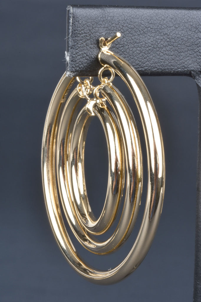 Italian Handmade Dimensional Triple Hoop Earrings
