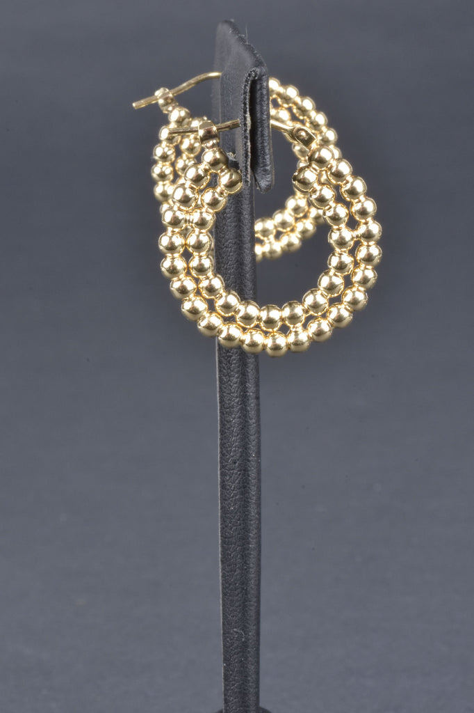 Italian Sterling Handmade Caviar Beads Double Hoop Earrings
