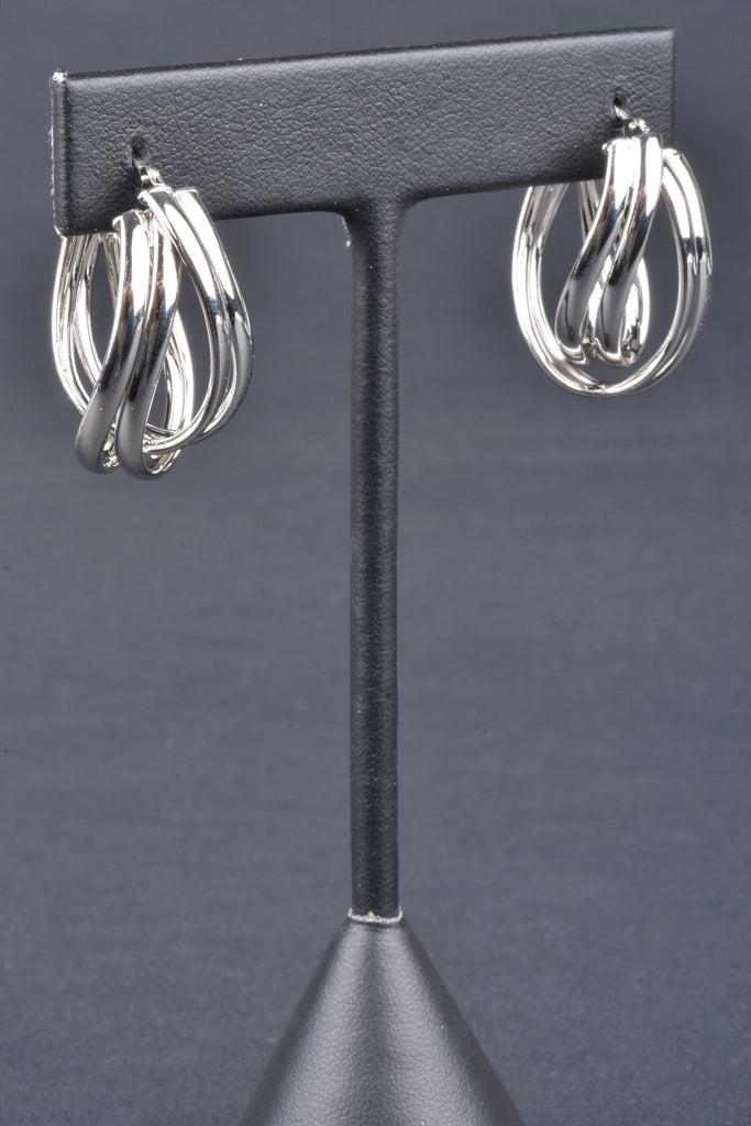 Italian Sterling Double Wave Design 3D Hoop Earrings