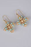 Florentine Sterling Ornate Beaded Cross Earrings