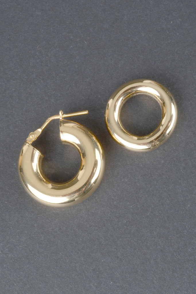 Italian Sterling Bold Round Hoop Earrings with Circle Charm