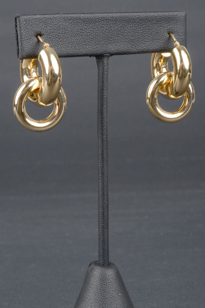 Italian Sterling Bold Round Hoop Earrings with Circle Charm