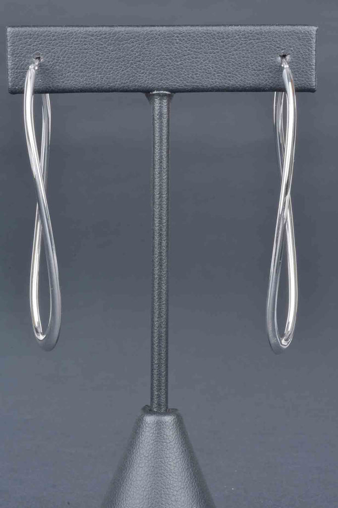 Italian Sterling Polished Elongated Twist Hoop Earrings