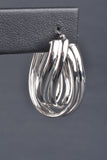 Italian Sterling Double Wave Design 3D Hoop Earrings