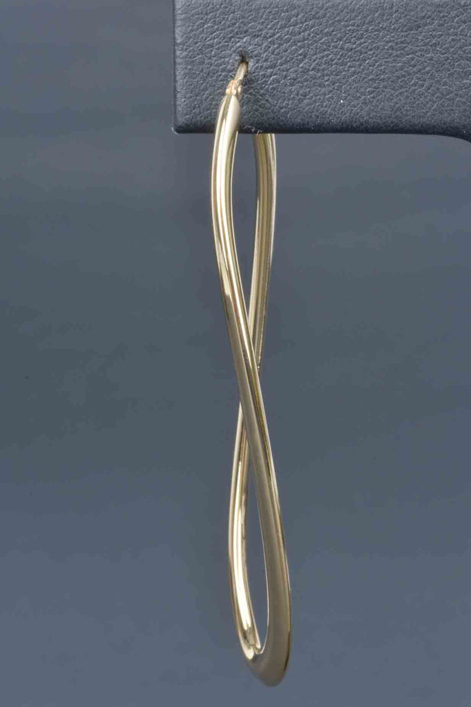 Italian Sterling Polished Elongated Twist Hoop Earrings