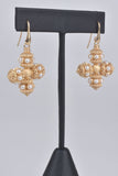 Florentine Sterling Ornate Beaded Cross Earrings