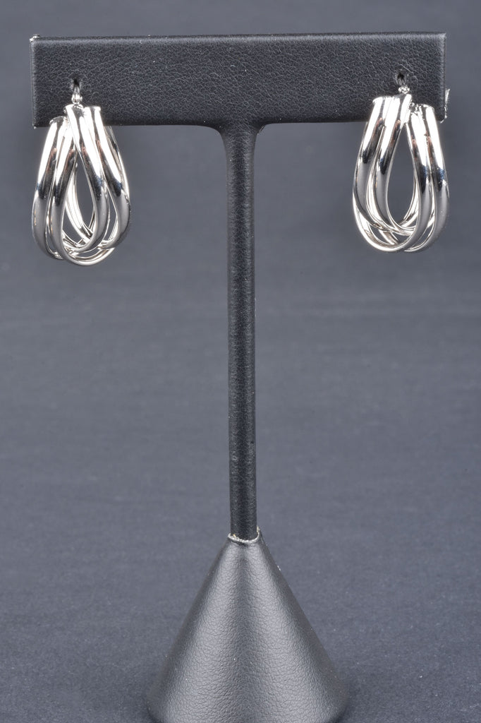 Italian Sterling Double Wave Design 3D Hoop Earrings