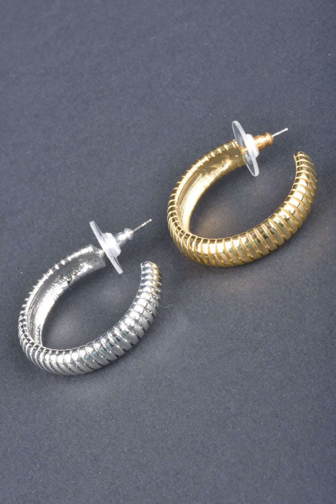 Handmade Tubogas Design 1-1/8" Hoop Earrings