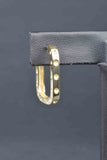 Sterling Beaded Engraved Stone Accent Rectangular Hoop Earrings