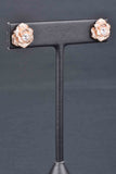 Sterling Handmade Designer Inspired Pave Flower Button Earrings